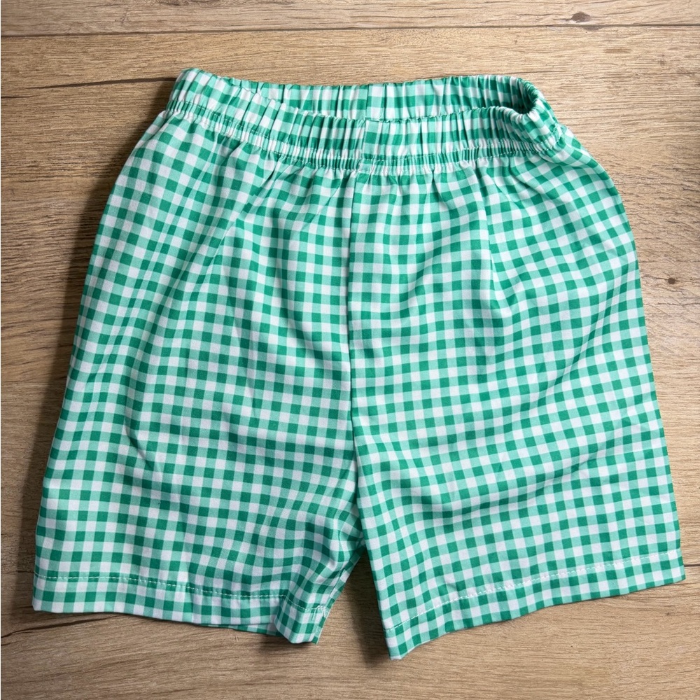 Green and White Gingham Shorts